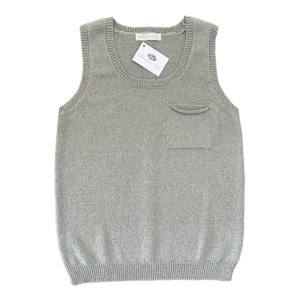 Banyan Tree Sweaters - The Banyan Tree NEW Sage Green Sleeveless Sweater with Back Button Details Large
